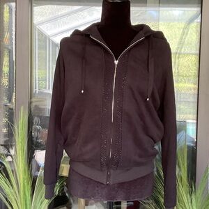 PERSPECTIVE - Black Rhinestone Hoodie, Size Small